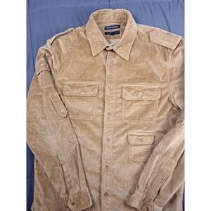 Banana Republic Mens Medium Brown Bombay Safari Tour Guide Corduroy Button Up